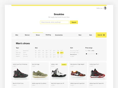 Product Sorting ecommerce shoes shop sneakers webshop website