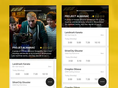 Cinema Clock Times cinema app cinema clock invision app material design movie app movie times ui ux