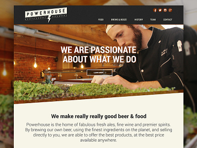 Powerhouse Brewery beer brewery concept homepage responsive restaurant ui user interface web design webdesign website wordpress