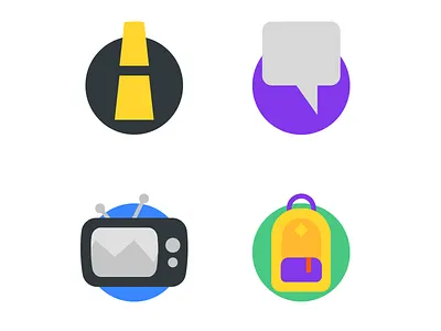 Icons for a thing. backpack icons message television travel