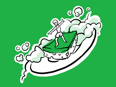 Dishes Beach beach cartoon digital art dish drawing gentleman green illustration lineart sport surf