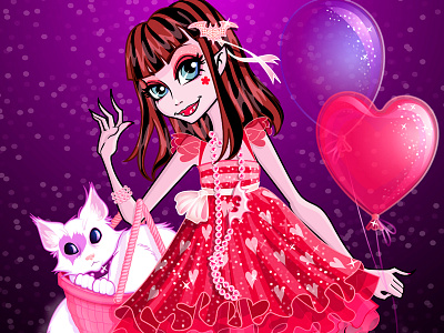 Scarlet balloons birthday cat dress glitter monster monsterhigh scarlett spooky vampire vector