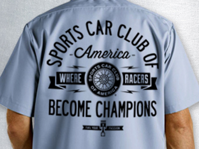 SCCA Champions Work Shirt apparel brand illustration industrial design logo marketing memorabilia merchandise retro texture typography vintage