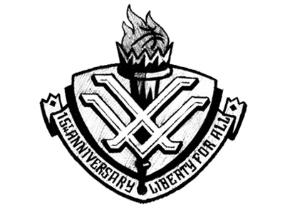 NY Liberty 15th Anniversary B athletics basketball crest flame logo ribbon roman numerals shield sports torch