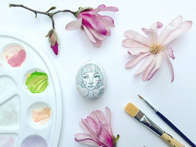 Easter egg drawing easter egg face girl illustration magnolia