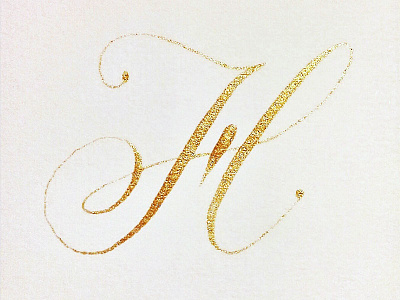 H calligraphy copperplate gold hand lettering modern calligraphy pointed pen watercolour