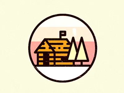 Cabin Dreams cabin camping flag icon icons illustration logo snow tree