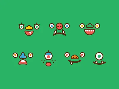 Monster Faces creature eyeballs fangs illustration monster teeth