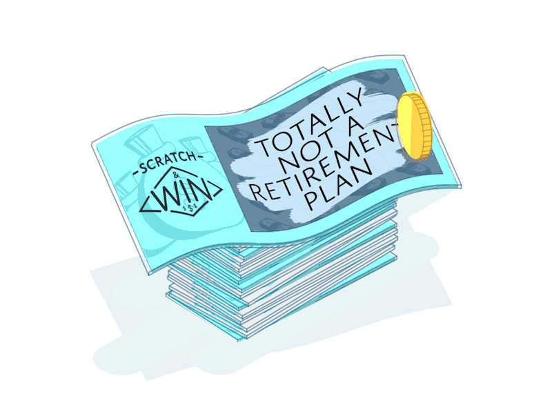 Totally Not a Retirement Plan c4d cinema 4d eyedesyn line art lottery lottery ticket lotto motion graphics sketch and toon