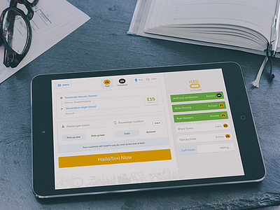Hailo Hub business design hailo ipad responsive tablet taxi ui web app