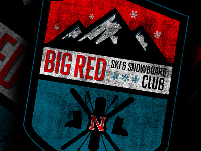 UNL - Big Red Ski Club Crest brand illustration logo merchandise retro texture typography vintage