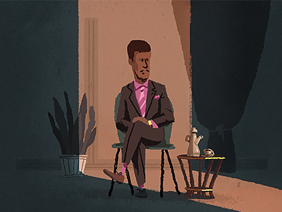 waiting for.. chris coffee illustration light noir pink shadow suit turnham