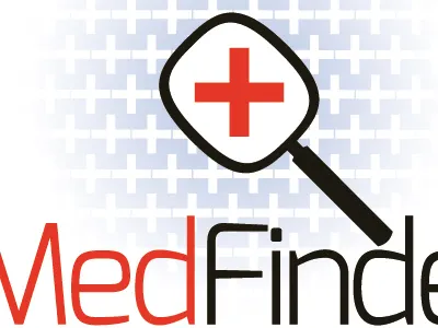 MedFinder Logo cross design finder logo medicine red