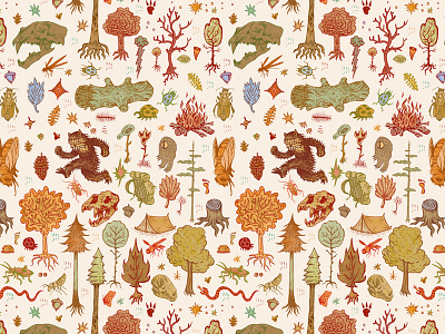 Yeti Camping Pattern backpacking bigfoot camping monster pattern repeating sasquatch woodsy yeti