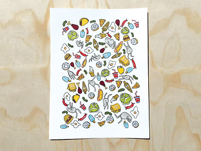 Food Coma drawn food icon icons illustration pattern sax