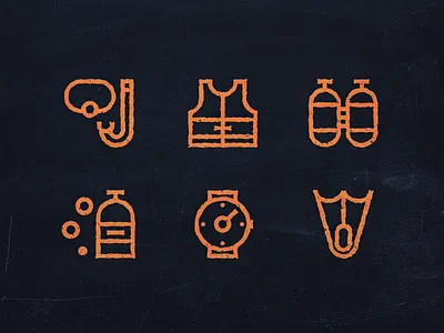 Rough Sea diving icons grunge icons nautical old outline rough rustic scuba diving scuba icons sea icons vintage
