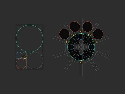 Kuddly Logo Process branding design process golden ratio logo paw pet veterinarian
