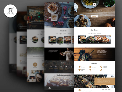 Some options landing page for restaurant blocks builder clean free freeebie landing page psd restaurant site template ui