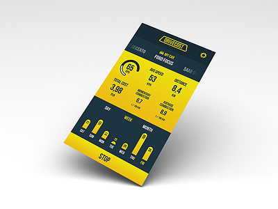 Drive cost app app charts cost drive mobile numbers ui ux yellow