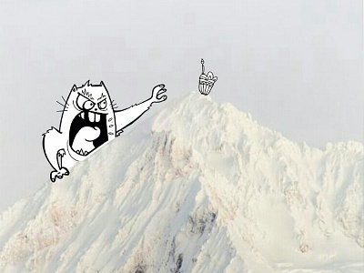 Mountain cat cupcake doodle drawing funny illustration mountain photo