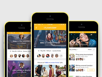 Citysocializer overview event list people social ui