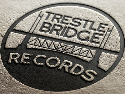 Trestle Bridge Records black branding identity circle classic logo round