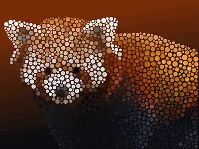 Red Panda art circa circles patterns space fill
