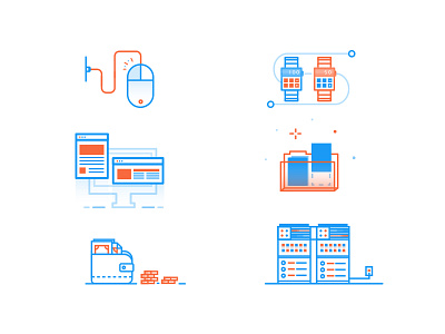 Small Tech Illustrations computer folder internet servers tech wallet watch