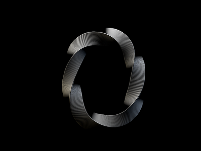 O 3d alphabet black white curved twisted