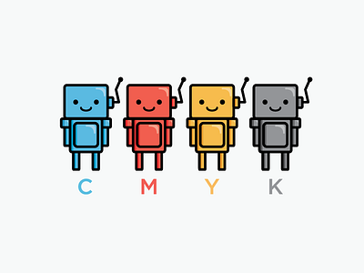 CMYK Bots adobe ai bots cmyk cute illustrator ink robots