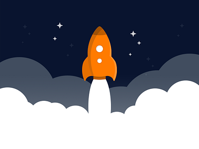 Launch email header icon illustration launch mail mailchimp rocket space stars template universe