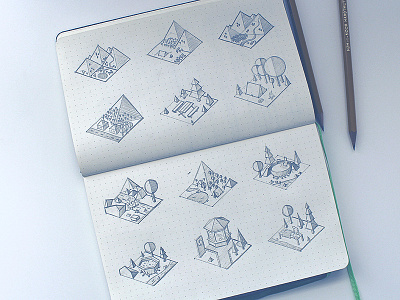 Sketching analogue doodle dotgrid handdrawn modules moleskine paper pencil sketch