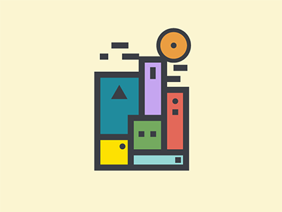 Shape City. colors flat geometric illustration minimal