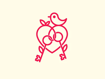 Proposal brand identity decoration geometric heart key logo design minimalistic ring wedding