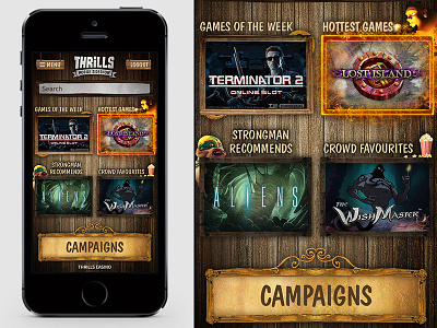 Mobile Homepage Concept casino mobile