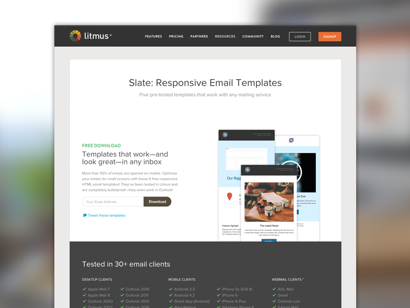 Slate by Litmus Landing Page email email design email development html email litmus responsive responsive design responsive email