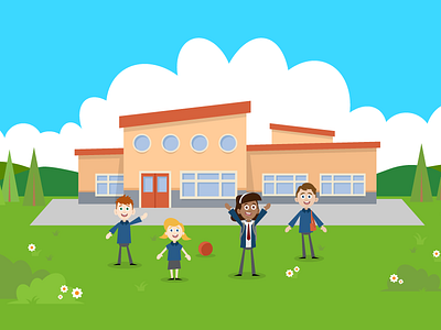 School Radio animation character children illustration kids landing page school single page