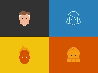 Fantastic Four Icons fantastic 4 fantastic four human torch invisible woman marvel mister fantastic superhero the thing year of icons