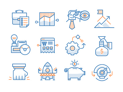 Business Startup Icons business process funding fundraising growth idea launch marketing project startup strategy timeline vision