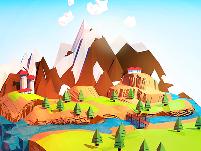 Livin' High cinema 4d landscape low poly