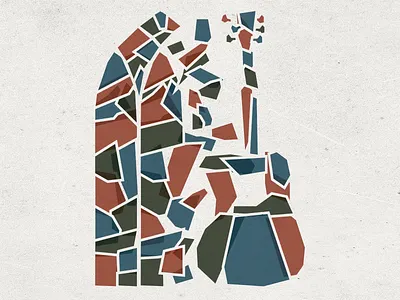 Album cover concept album cover explosion folk fracture glass guitar illustration smash stained window