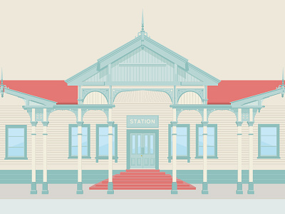 Train Station design flat illustration station train tram trolley vector