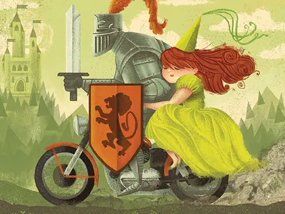 Thom Hoskins Band Poster armor band poster childrens book gig poster knight middle of the map fest motorcycle princess thom hoskins