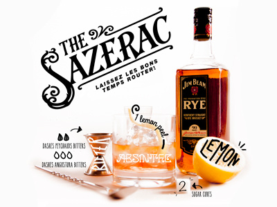 Sazerac beam drawn hand invitation jim photography sharpie