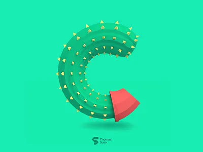 C for Cactus 36daysoftype 3d c cactus lowpoly render type