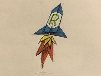 Origami Rocket sketch logo paper rocket