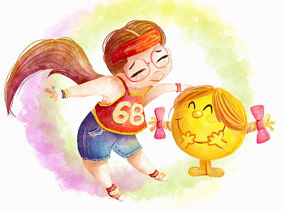 Little Miss Sunshine cartoon character children book cute drawing girl happy illustration kidlitart little miss sunshine watercolor