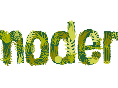 Modern Terrarium Studio type green hand lettering illustration succulents typography