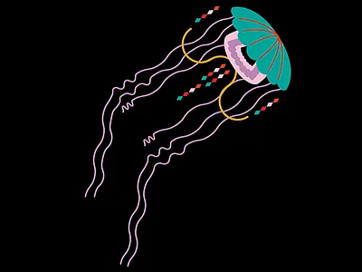 jellyfish bright colors deep illustration jellyfish light sea under the sea water