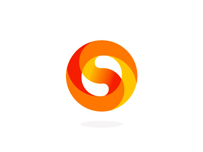 S, circle, Yin Yang, monogram logo design symbol 0 circle round dynamic spinning letter mark monogram logo logo design monogram moving fireball negative space o power sphere s sun swirl spinning rotating yellow red orange gradient yin yang yin yang